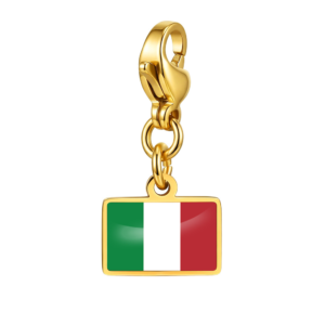 NOOFNO Italian Charm Bracelet with Italy Flag Pendant, Mirror Polished