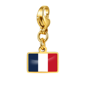 NOOFNO Italian Charm Bracelet with French Flag Pendant, Polished Gold-Tone