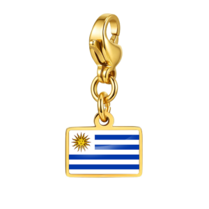 NOOFNO Italian Charm Bracelet with 3 Flag Pendants Gold Chain Lobster Clasp