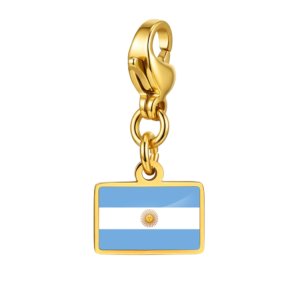 NOOFNO Italian Charm Bracelet with Argentine Flag Pendant, Gold Lobster