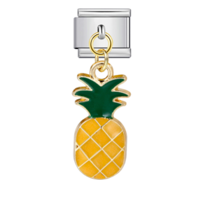Yellow Pineapple with Green Crown Pendant