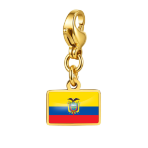 NOOFNO Gold-Tone Italian Charm Bracelet with Ecuador Flag Pendant Lobster
