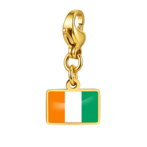 NOOFNO Italian Charm Bracelet Pendant with Irish Flag Design, Gold Lobster