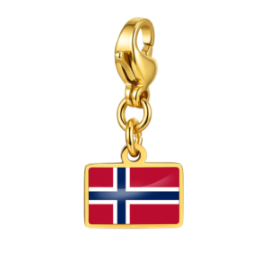 NOOFNO Gold-Tone Norwegian Flag Pendant Charm with Lobster Clasp for