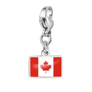 NOOFNO Italian Charm Bracelet with Canadian Flag Pendant, Mirror Polished