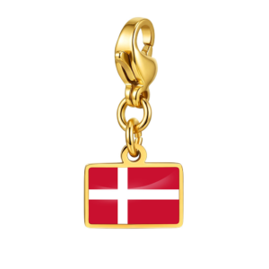 NOOFNO Danish Flag Pendant Italian Charm Bracelet, Gold-Tone Mirror Finish