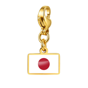 NOOFNO Italian Charm Bracelet with Flag Pendant, Polished Gold-Tone Frame