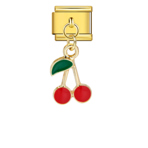 Red Outlined Cherry Pair Pendant