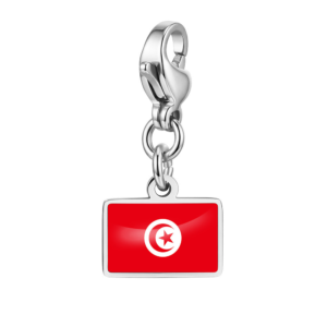 NOOFNO Italian Charm Bracelet with Tunisian Flag Pendant, Mirror-Polished