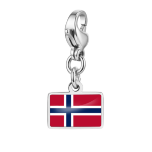 NOOFNO Norwegian Flag Pendant Charm Bracelet with Lobster Clasp, Polished