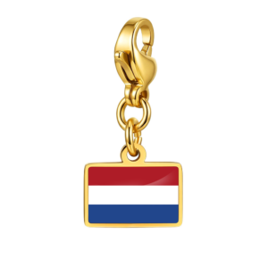 NOOFNO Gold-Tone Italian Charm Bracelet with Flag Pendant Lobster Clasp