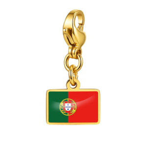 NOOFNO Italian Charm Bracelet with Portugal Flag Pendant, Polished Gold