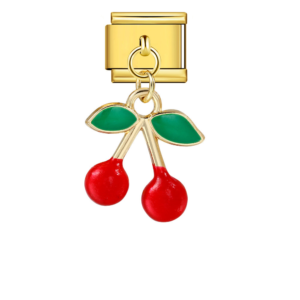 Red Two-leaf Cherry Pair Pendant