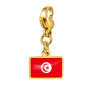 NOOFNO Italian Charm Bracelet with Tunisian Flag Pendant, Polished