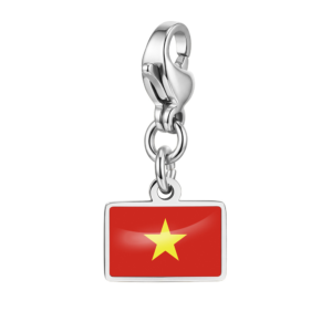 NOOFNO Vietnam Flag Enamel Pendant Charm Bracelet with Lobster Clasp