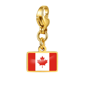 NOOFNO Italian Charm Bracelet with Canadian Flag Pendant, Gold Mirror