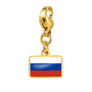 NOOFNO Gold-Tone Italian Charm Bracelet with Russian Flag Pendant, Lobster