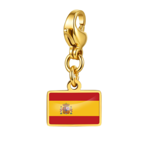 NOOFNO Spanish Flag Charm Bracelet with Gold Tone Mirror Polished