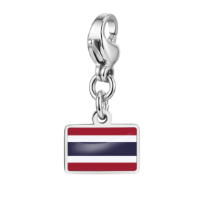 NOOFNO Italian Charm Bracelet with Thailand Flag Pendant, Silver Chain