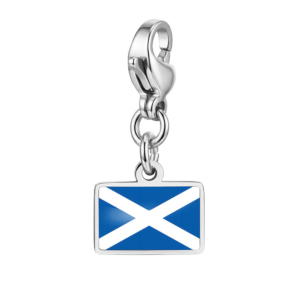 NOOFNO Silver Tone Italian Charm Bracelet with Scottish Flag Pendant