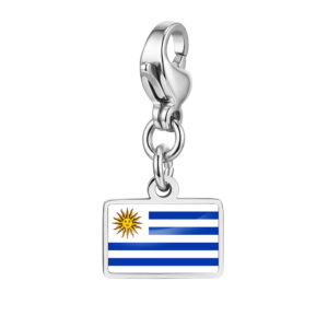 NOOFNO Silver Mirror Polished Italian Charm Bracelet with Uruguay Flag