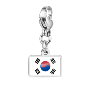 NOOFNO Silver Tone Korean Flag Pendant Charm with Lobster Clasp Chain Link