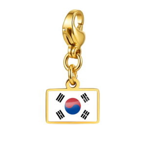 NOOFNO Gold-Tone South Korean Flag Pendant Charm Bracelet with Lobster