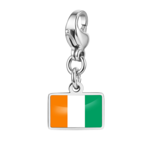 NOOFNO Italian Charm Bracelet with Irish Flag Pendant, Polished Silver