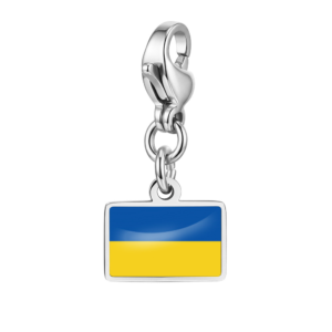 NOOFNO Silver Tone Link Charm Bracelet with Ukrainian Flag Pendant and