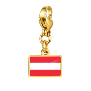 NOOFNO Italian Charm Bracelet with Flag Pendant, Polished Gold-Tone Link