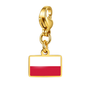 NOOFNO Italian Charm Bracelet with Flag Pendant, Gold-Tone Lobster Clasp