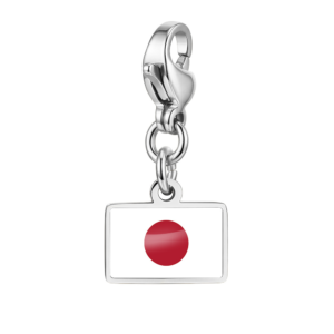 NOOFNO Italian Charm Bracelet with Japan Flag Charm, Polished Silver Link