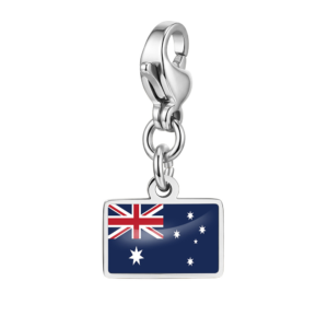 NOOFNO Silver Italian Charm Bracelet with Australian Flag Pendant Lobster