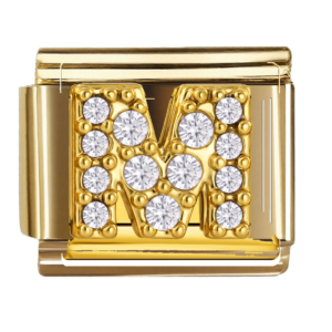 Clear Inset Gold Letter M