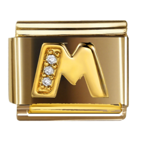 Gold Letter M with Clear Accents