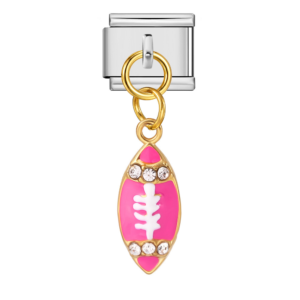Pink Football Silver Link Pendant