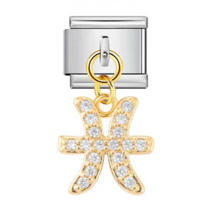 Gold Pisces Symbol Silver Link Pendant