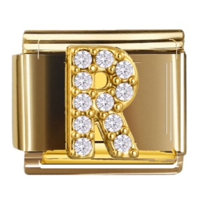 Clear Inset Gold Letter R