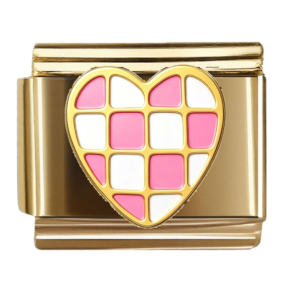 Pink White Checkered Heart
