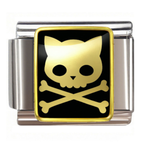 Gold Cat Skull Crossbones