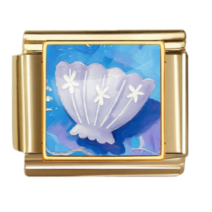 Lavender Shell with White Flowers