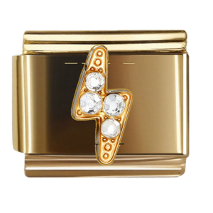 Gold Lightning Bolt Clear Stones