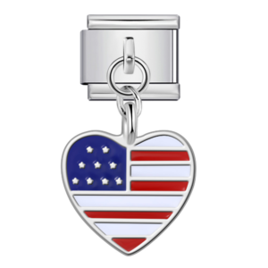United States Flag Heart Pendant