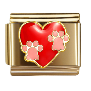 Red Heart with Pink Paw Prints