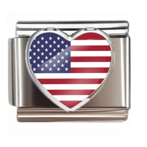 United States Flag Silver Heart