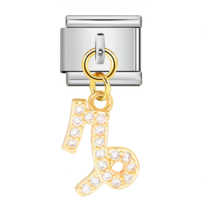 Gold Musical Note Silver Link Pendant