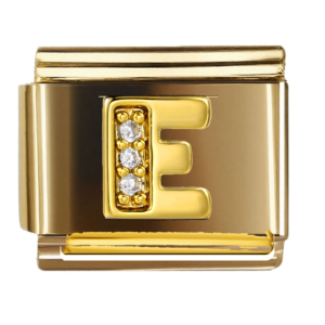 Gold Letter E with Clear Accents