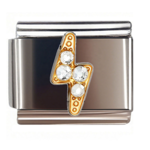 Gold Lightning Bolt Clear Stones