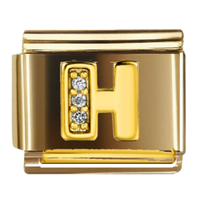 Gold Letter H with Clear Accents