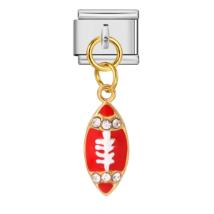Red Football Silver Link Pendant